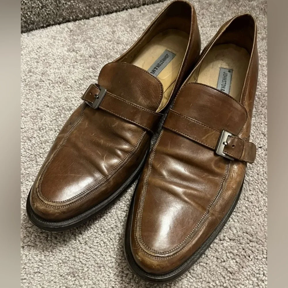 Johnston & Murphy Mens 13M Brown Leather Monk Strap Dress Shoes 15-6778